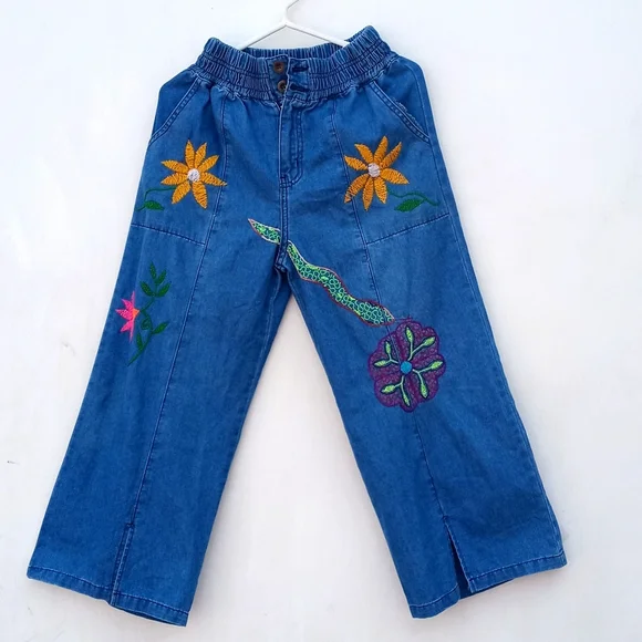 Hand embroidered Capri pants for women Amazon jungle